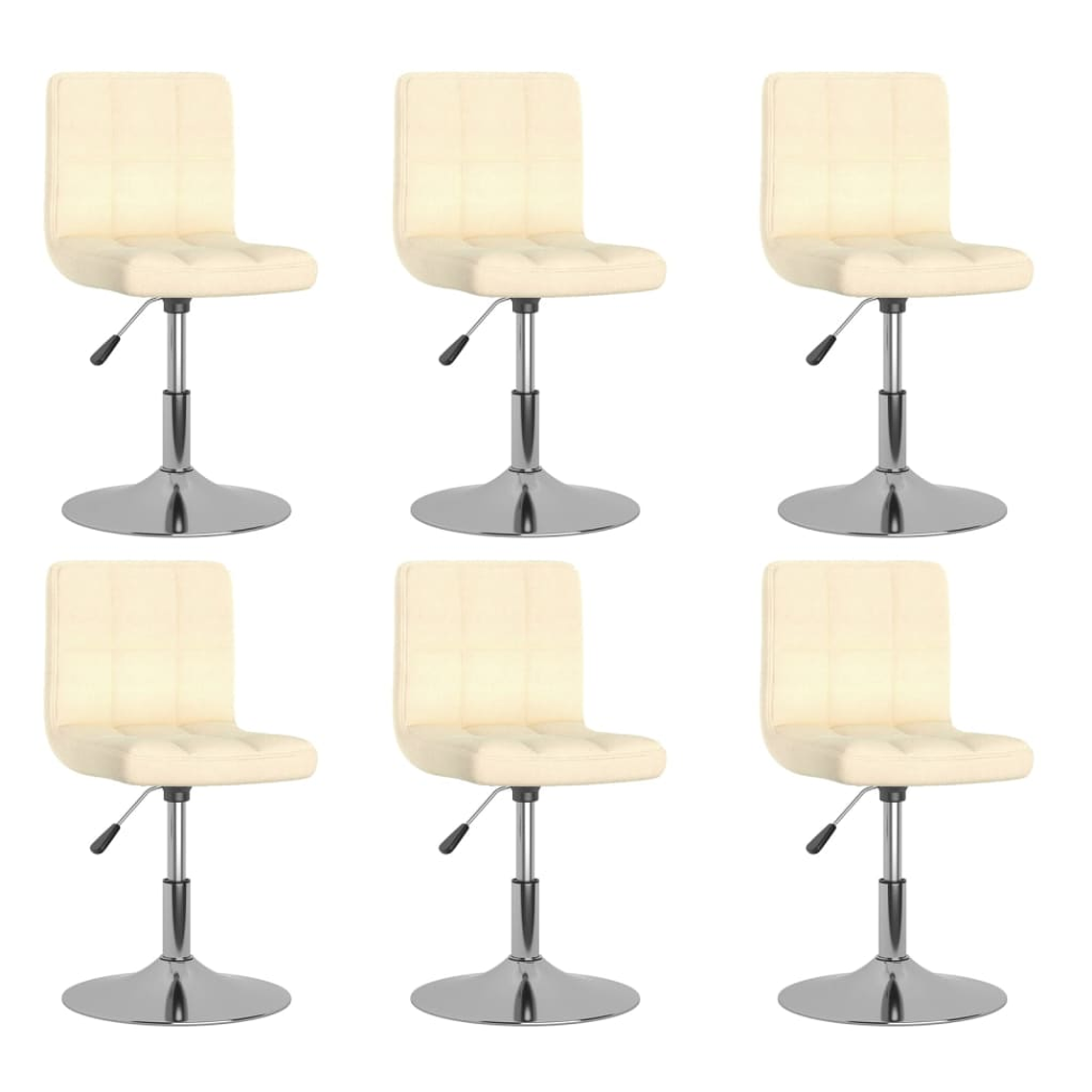 vidaXL Cadeiras de jantar giratórias 6 pcs tecido cor creme 1