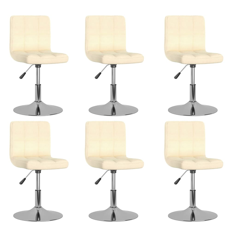 vidaXL Cadeiras de jantar giratórias 6 pcs tecido cor creme 1
