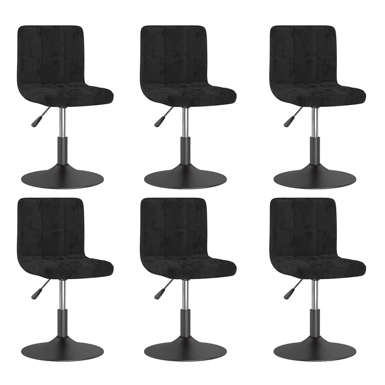 vidaXL Cadeiras de jantar giratórias 6 pcs veludo preto 1