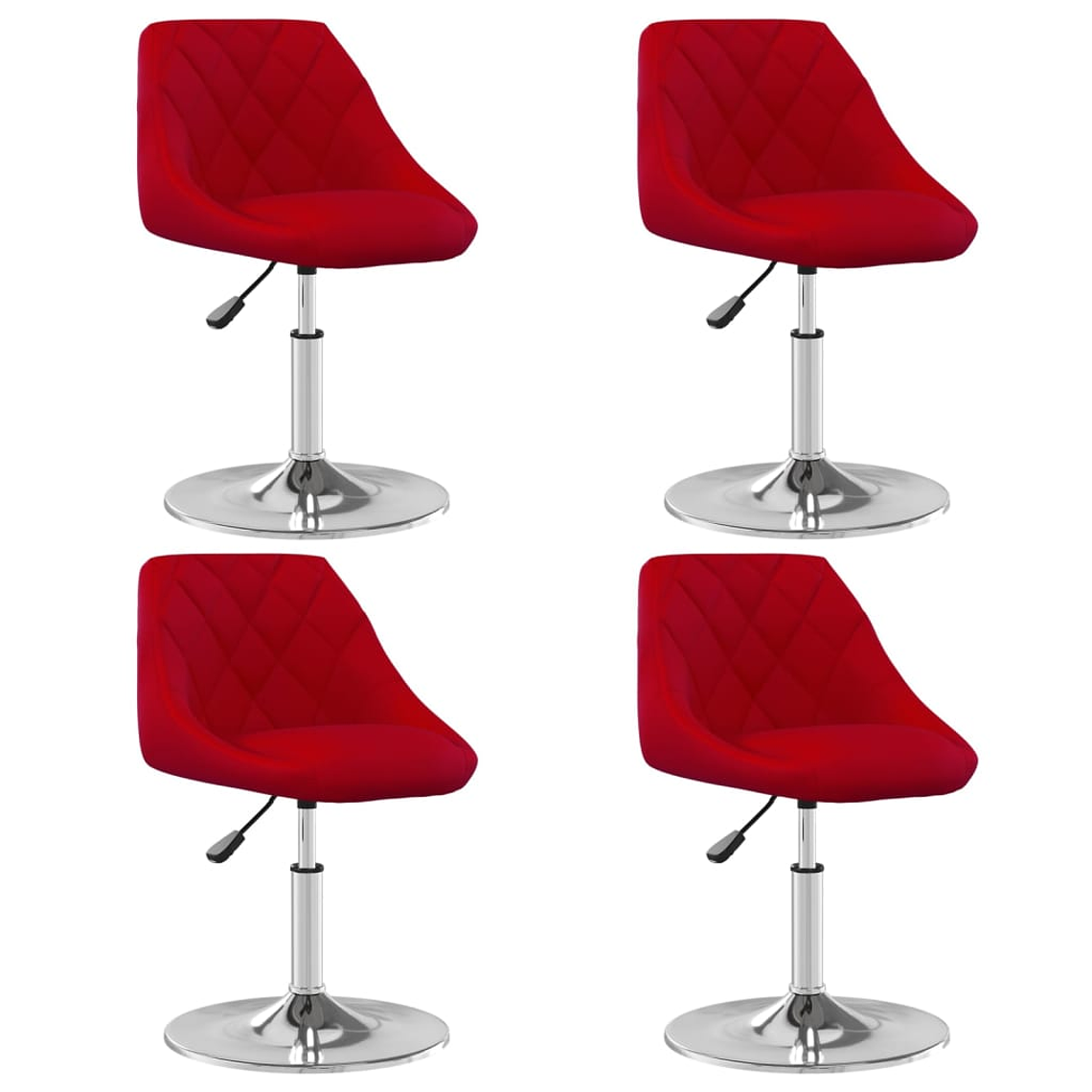 vidaXL Cadeiras de jantar giratórias 4 pcs veludo vermelho tinto 1