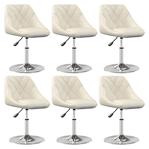 vidaXL Cadeiras de jantar giratórias 6 pcs veludo cor creme