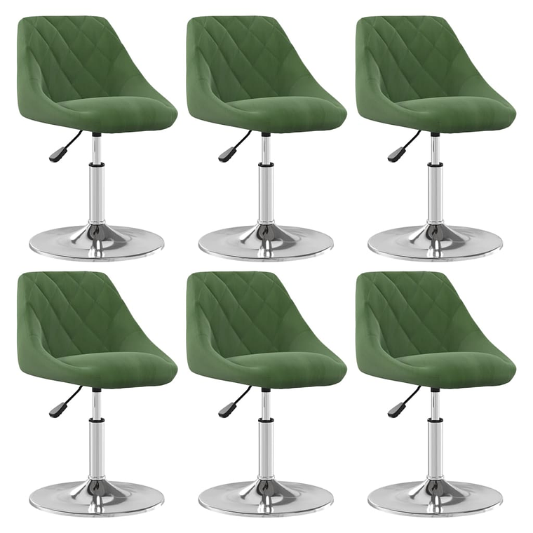 vidaXL Cadeiras de jantar giratórias 6 pcs veludo verde-escuro 1