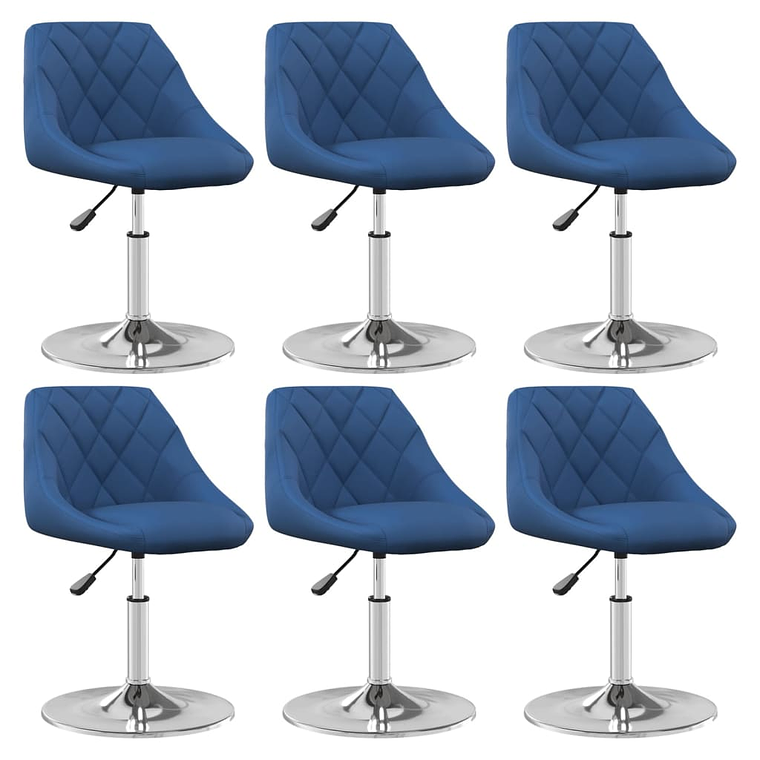 vidaXL Cadeiras de jantar giratórias 6 pcs veludo azul 1