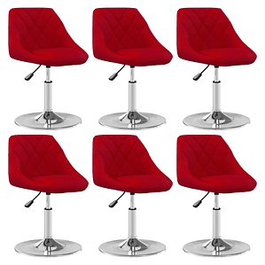 vidaXL Cadeiras de jantar giratórias 6 pcs veludo vermelho tinto