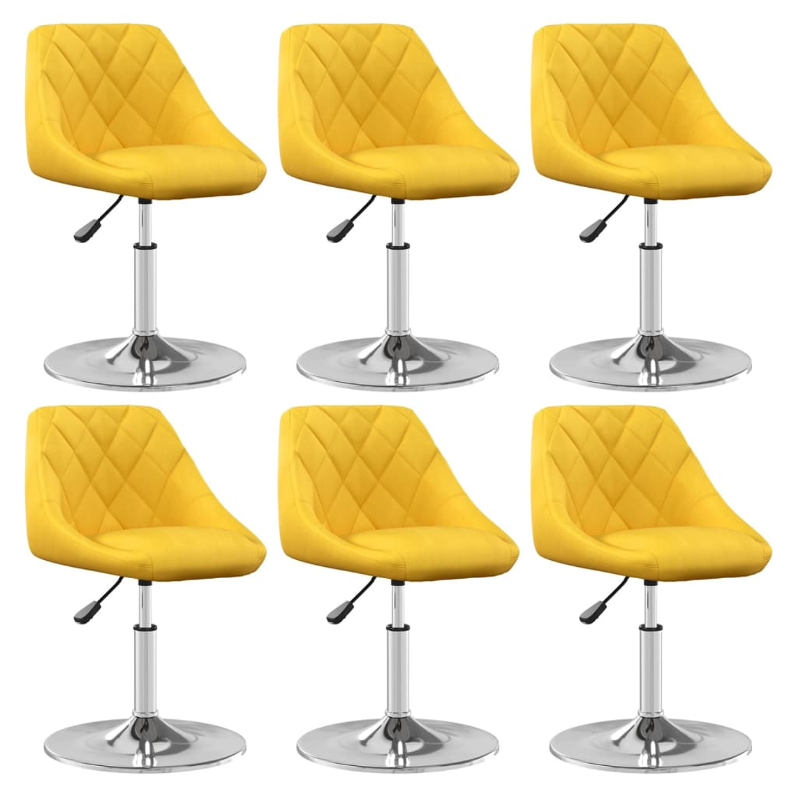 vidaXL Cadeiras de jantar giratórias 6 pcs veludo amarelo mostarda 1