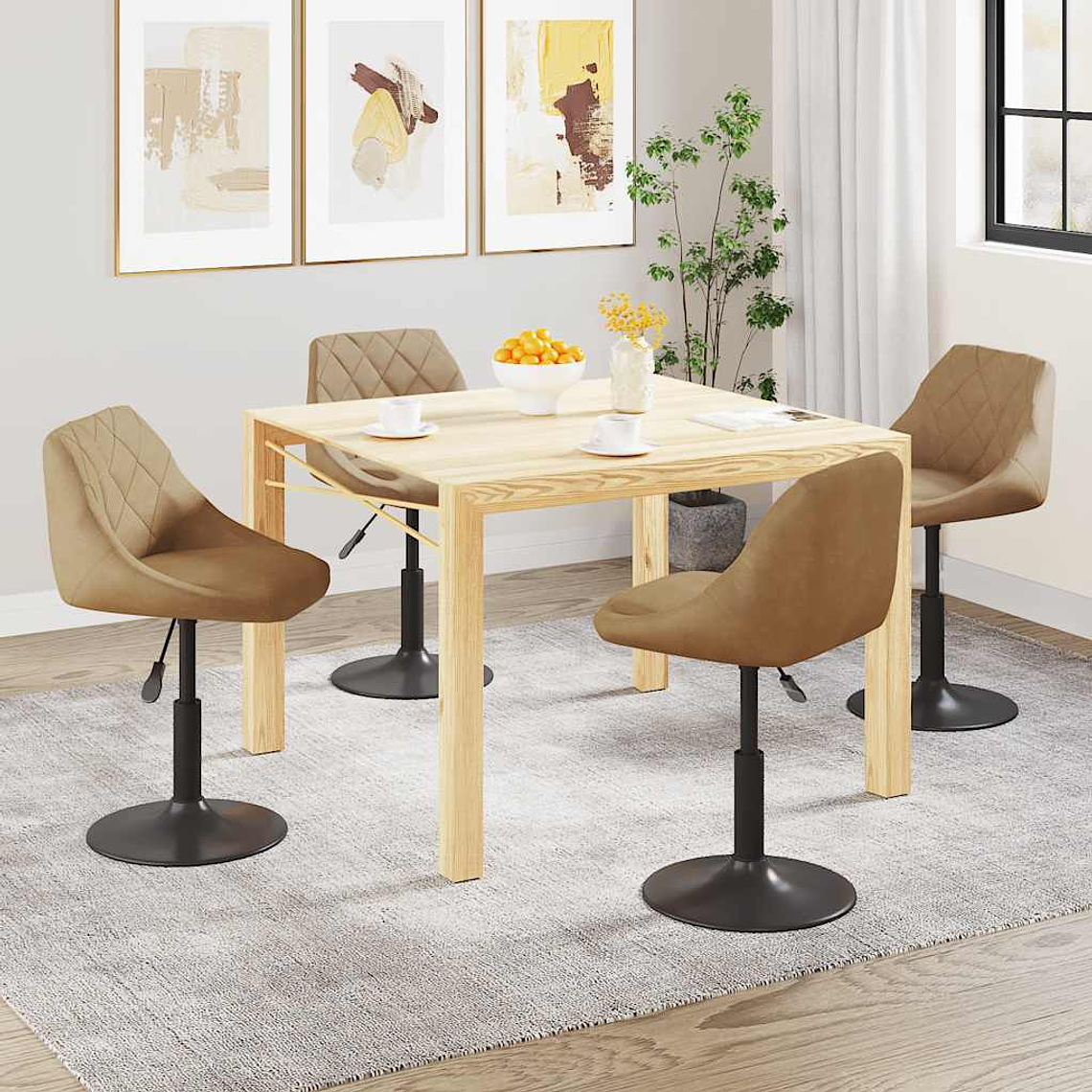 vidaXL Cadeiras de jantar giratórias 4 pcs veludo castanho 1
