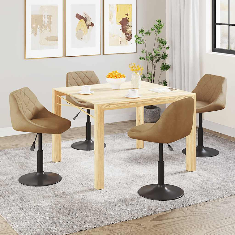 vidaXL Cadeiras de jantar giratórias 4 pcs veludo castanho 1