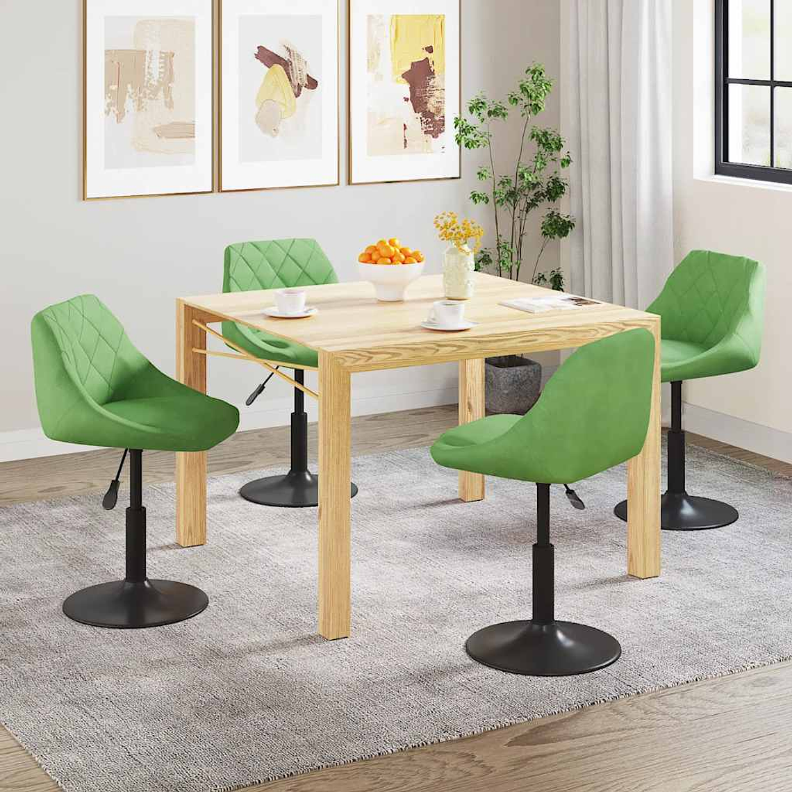 vidaXL Cadeiras de jantar giratórias 4 pcs veludo verde-claro 1