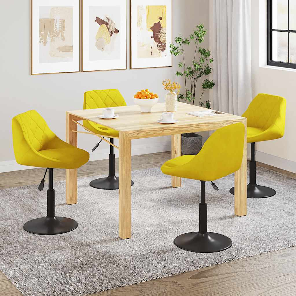 vidaXL Cadeiras de jantar giratórias 4 pcs veludo amarelo mostarda 1