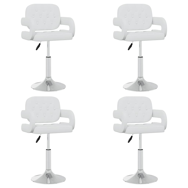vidaXL Cadeiras de jantar giratórias 4 pcs couro artificial branco 1