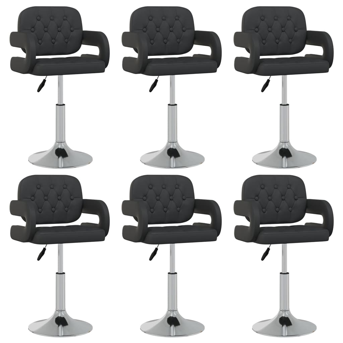 vidaXL Cadeiras de jantar giratórias 6 pcs couro artificial preto 1