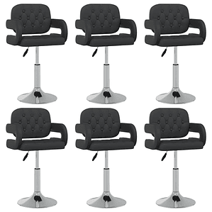 vidaXL Cadeiras de jantar giratórias 6 pcs couro artificial preto