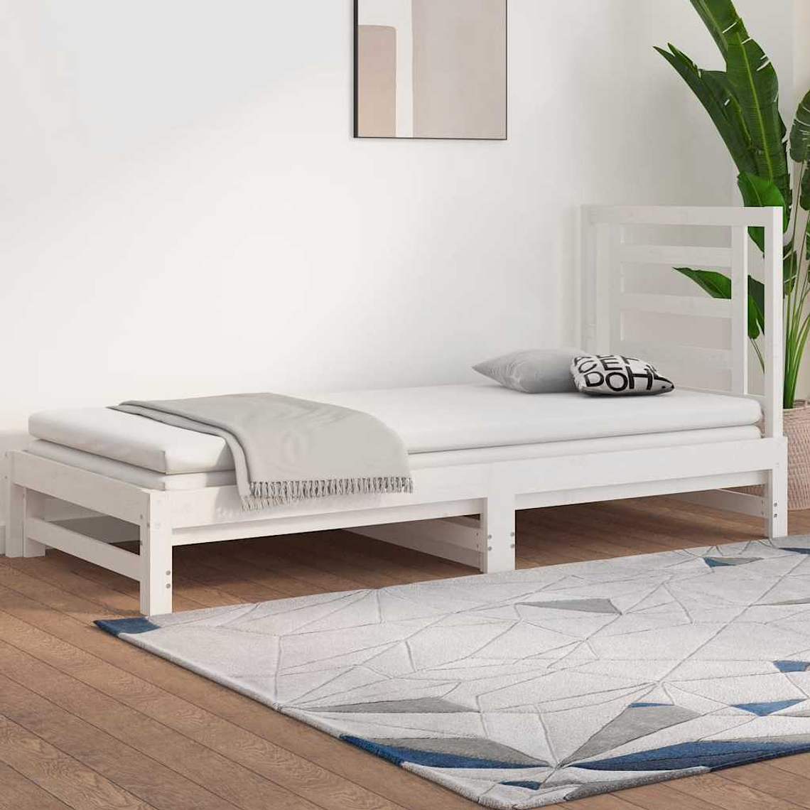 vidaXL Sofá-cama de puxar 2x(90x200) cm pinho maciço branco 1