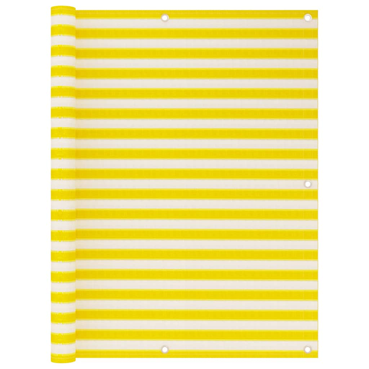 vidaXL Tela de varanda 120x600 cm PEAD amarelo e branco 1