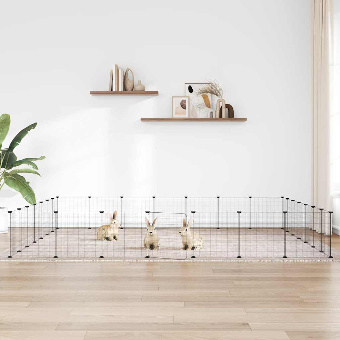 vidaXL Gaiola p/ animais de 28 painéis c/ porta 35x35 cm aço preto 1