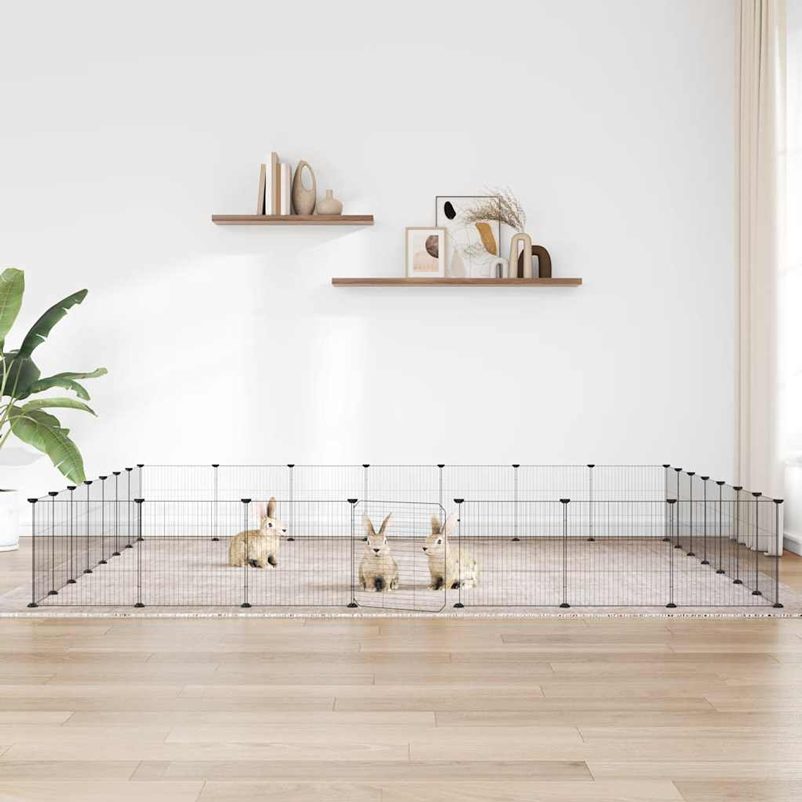 vidaXL Gaiola p/ animais de 28 painéis c/ porta 35x35 cm aço preto 1