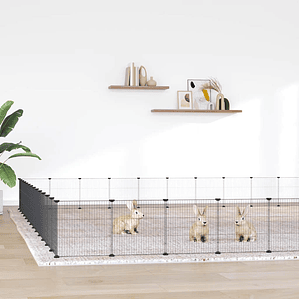 vidaXL Gaiola p/ animais de 52 painéis c/porta 35x35 cm aço preto