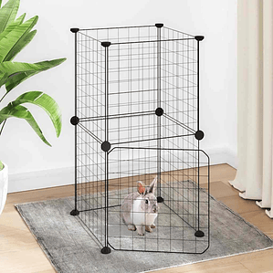 vidaXL Gaiola p/ animais de 8 painéis c/ porta 35x35 cm aço preto