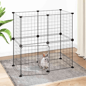 vidaXL Gaiola p/ animais de 12 painéis c/porta 35x35 cm aço preto