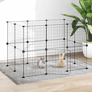 vidaXL Gaiola p/ animais de 20 painéis c/ porta 35x35 cm aço preto