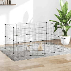 vidaXL Gaiola p/ animais de 28 painéis c/ porta 35x35 cm aço preto