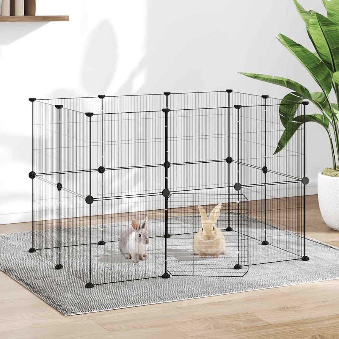 vidaXL Gaiola p/ animais de 20 painéis c/ porta 35x35 cm aço preto 1