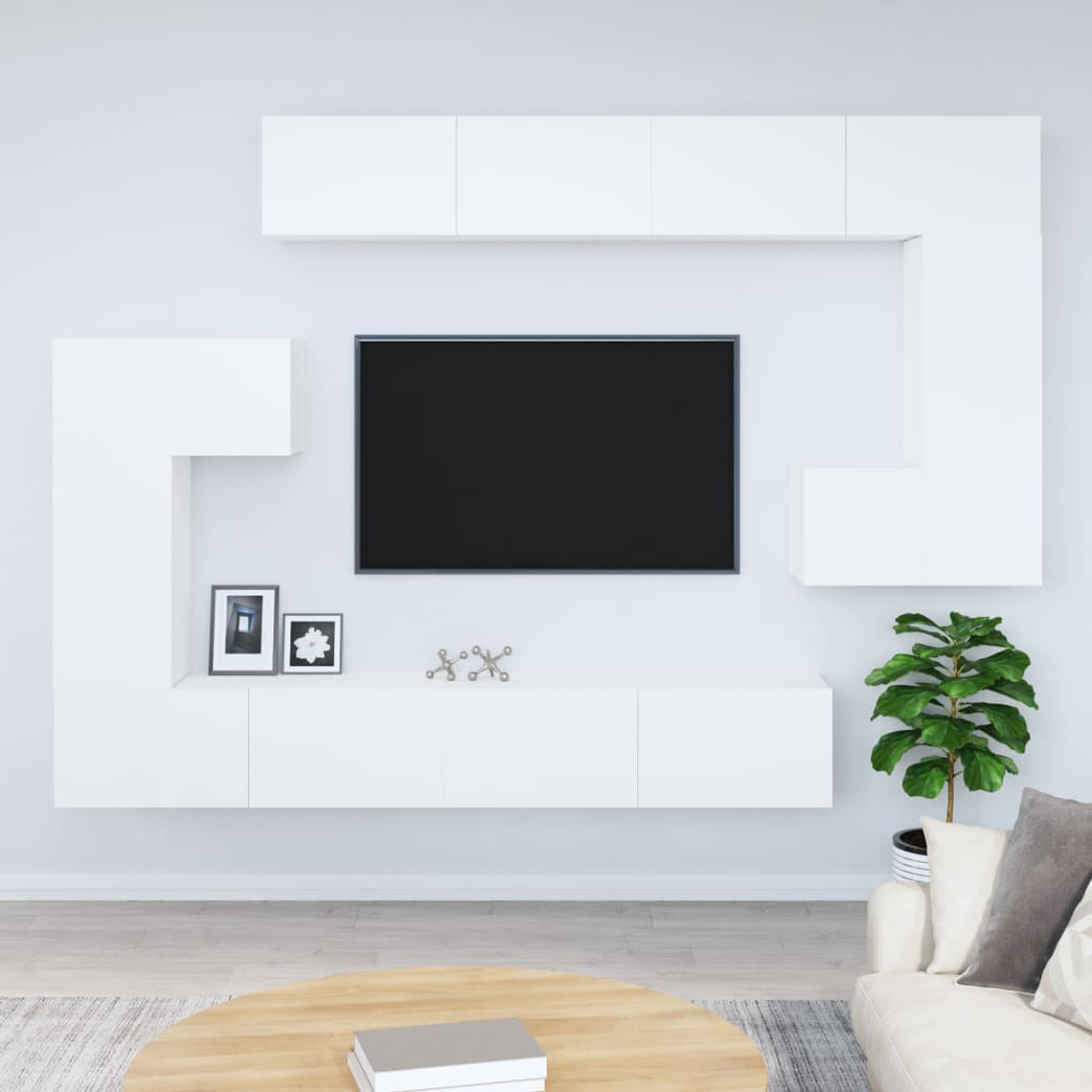 vidaXL Móvel p/ TV de montagem na parede madeira processada branco 1