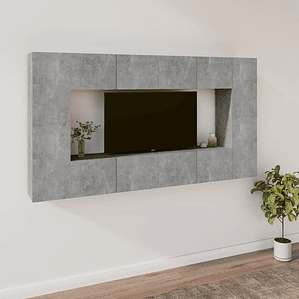 vidaXL Conjunto móveis de TV 8 pcs madeira processada cinzento cimento