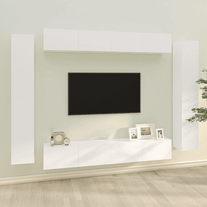 vidaXL Conjunto móveis de TV 8 pcs madeira processada branco