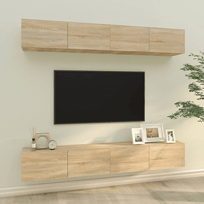 vidaXL Móveis de TV para parede 4 pcs 100x30x30 cm carvalho sonoma