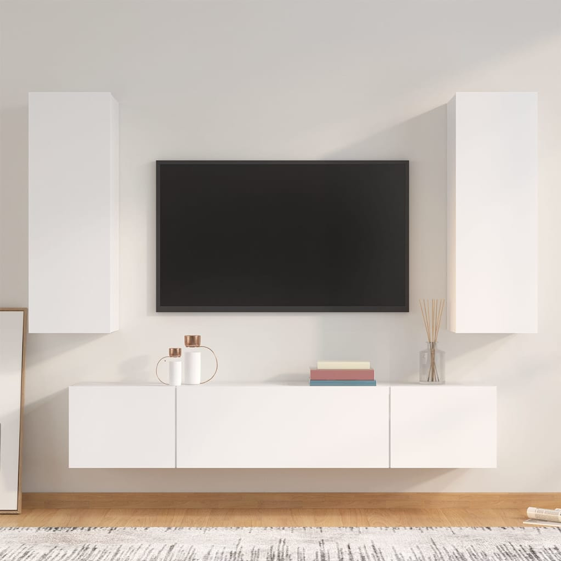 vidaXL Conjunto móveis de TV 4 pcs madeira processada branco 1