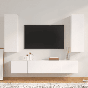 vidaXL Conjunto móveis de TV 4 pcs madeira processada branco