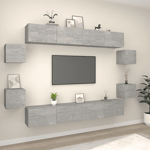 vidaXL Conjunto móveis de TV 8 pcs madeira processada cinzento cimento
