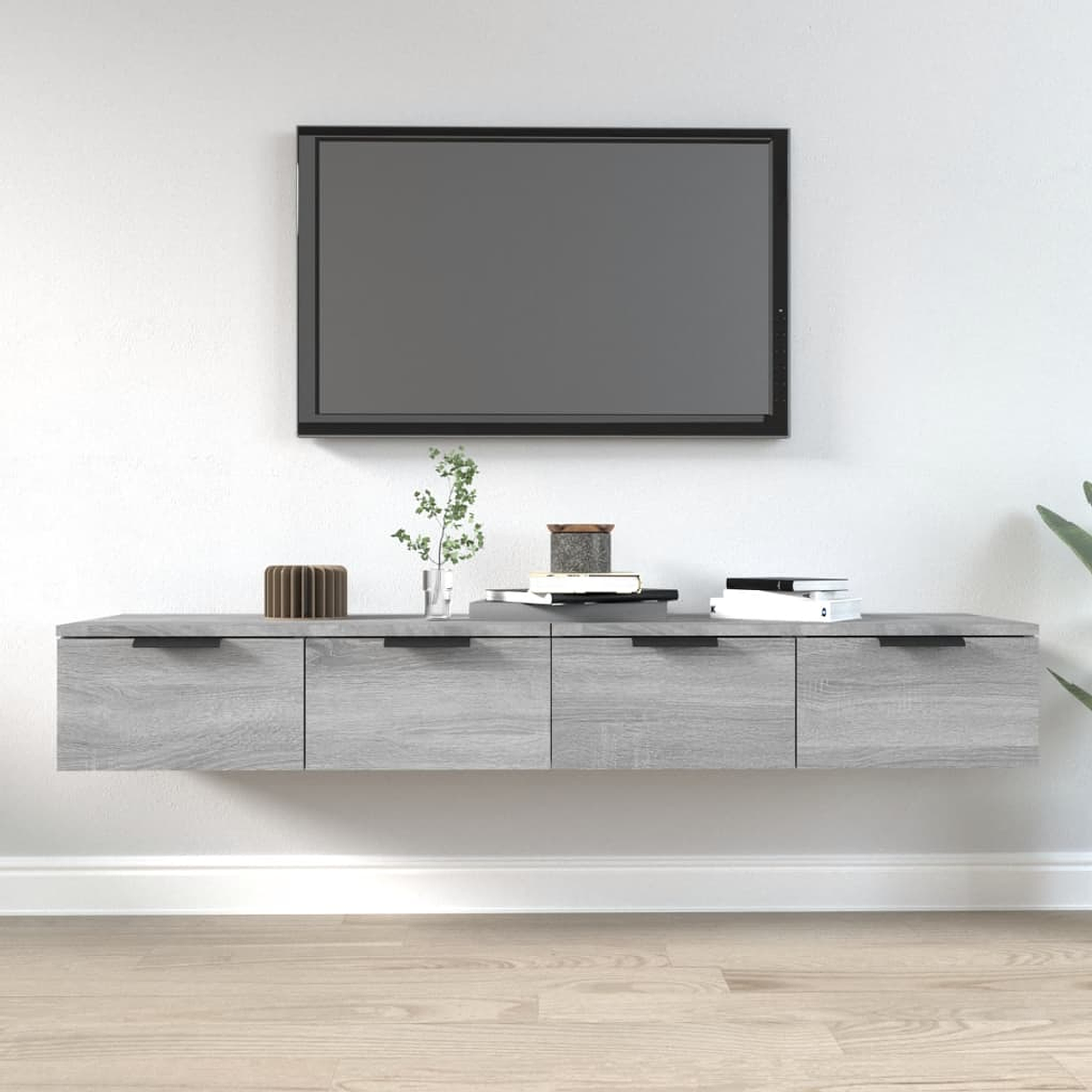 vidaXL Armário parede 2pcs 68x30x20cm derivados madeira cinza sonoma 1