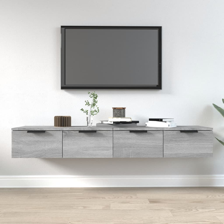 vidaXL Armário parede 2pcs 68x30x20cm derivados madeira cinza sonoma 1