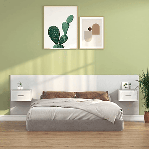vidaXL Cabeceira cama + armários madeira processada branco
