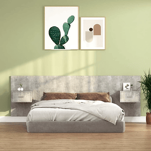 vidaXL Cabeceira de cama com armários madeira processada cinza cimento