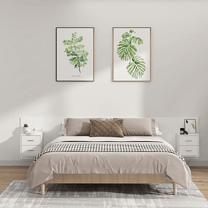 vidaXL Cabeceira cama + armários madeira processada branco