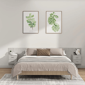 vidaXL Cabeceira de cama com armários madeira processada cinza cimento