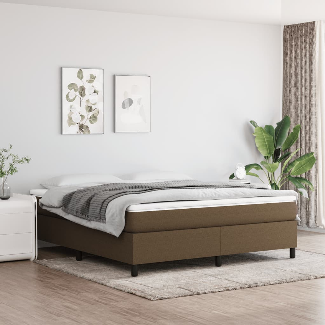 vidaXL Cama com molas/colchão 160x200 cm tecido castanho-escuro 1