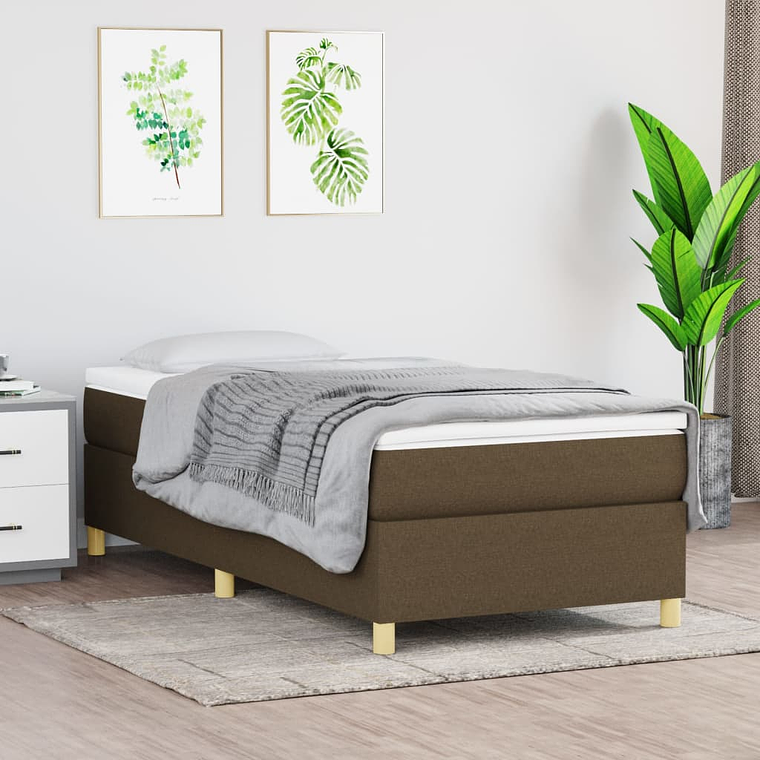 vidaXL Cama com molas/colchão 80x200 cm tecido castanho-escuro 1