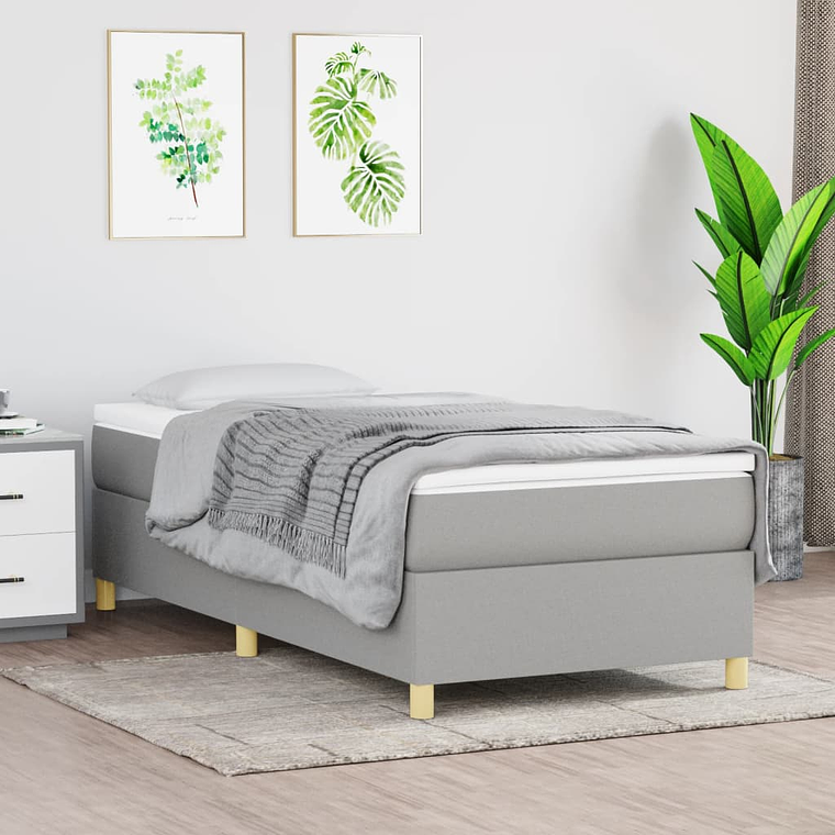 vidaXL Cama com molas/colchão 90x190 cm tecido cinzento-claro 1