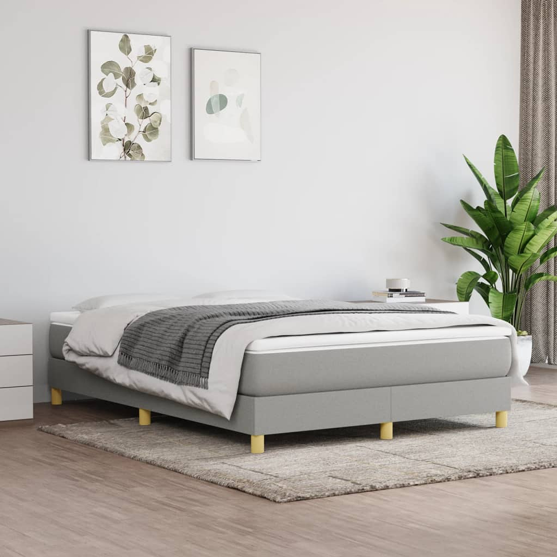 vidaXL Cama com molas/colchão 140x190 cm tecido cinzento-claro 1