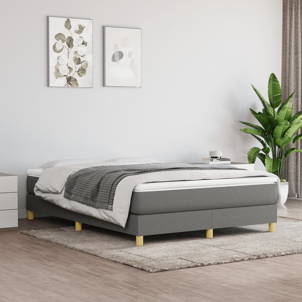 vidaXL Cama com molas/colchão 140x190 cm tecido cinzento-escuro 1
