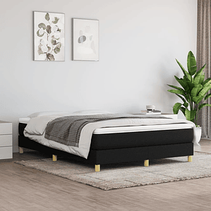 vidaXL Cama com molas/colchão 140x190 cm tecido preto