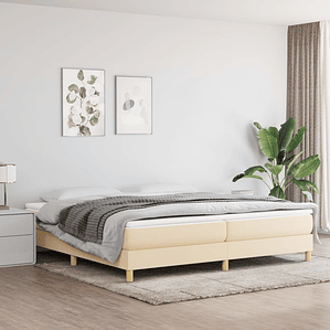 vidaXL Cama com molas/colchão 200x200 cm tecido cor creme