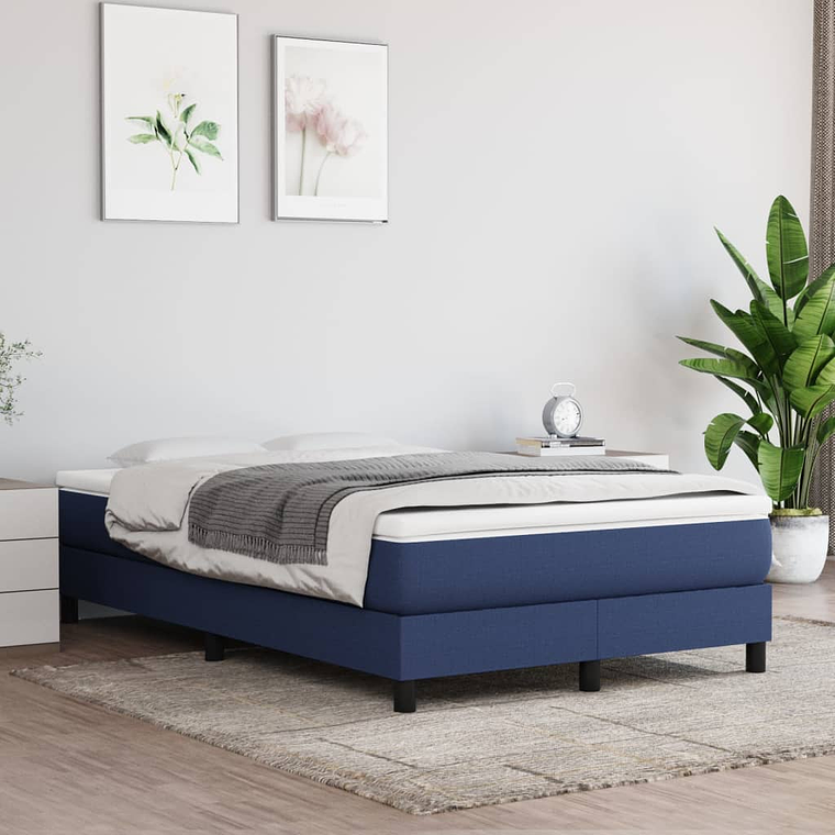 vidaXL Cama com molas/colchão 120x200 cm tecido azul 1