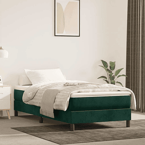 vidaXL Cama com molas/colchão 80x200 cm veludo verde-escuro
