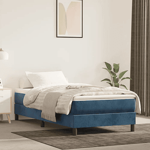 vidaXL Cama com molas/colchão 90x190 cm veludo azul-escuro