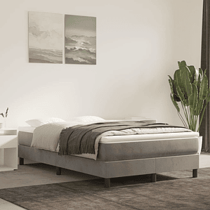 vidaXL Cama boxspring c/ colchão 120x200 cm veludo cinzento-claro
